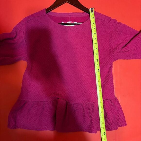 Maeve Women's XS Pink Textured‎ Peplum Blouse Long Sleeve - Picture 4 of 9